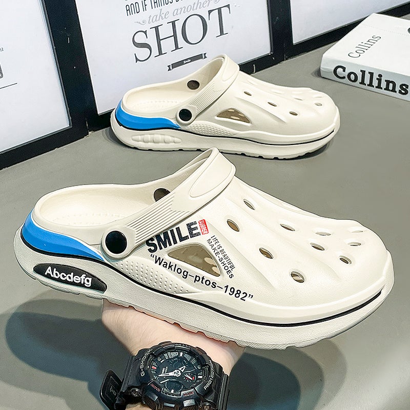 Hole Shoes Men'S Summer Outwear Driving Dual-Purpose Sandals Shoes For Stamping Shoes Casual Boys Baotou Sports Beach Slippers - Image 2