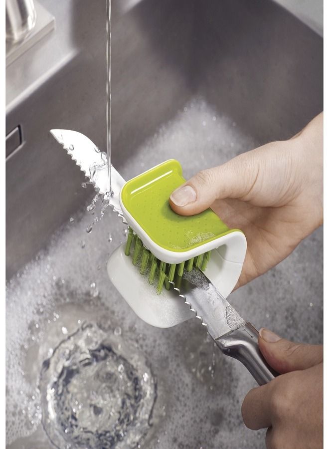 Generic Knife Cleaning Brush,Small Plastic Knife Cleaner Scrubber Brush with Sponge Holder for Kitchen Sink,Household Cutlery Cleaning Brush with Hard bristles for Cleaning  - Image 1