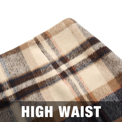IDEALSANXUN Plaid Skirts for Women Fall Winter 2026 High Waist Bodycon Pencil Wool Mini Skirt(Brown 01, L) - Image 3