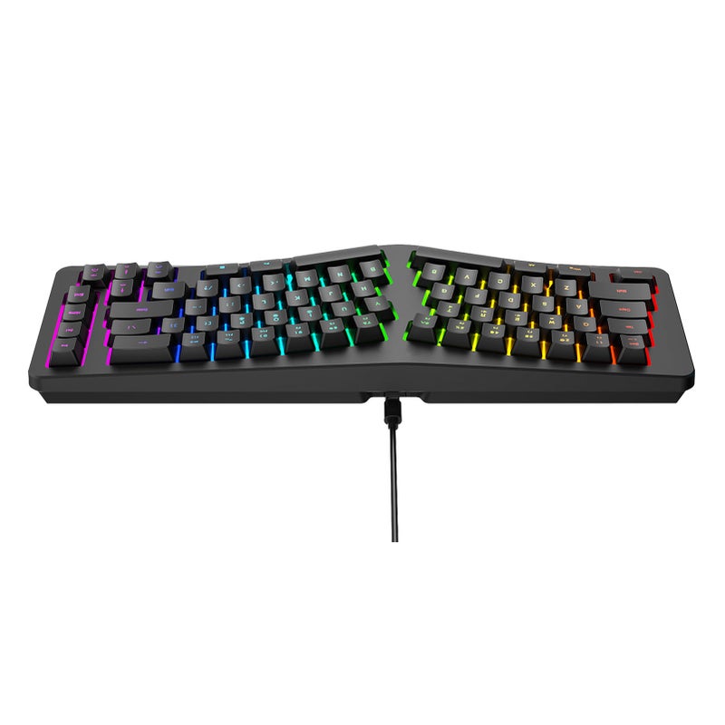 69-Key Wired Ergonomic Keyboard with 18 Modes RGB Backlit USB-C Detachable Cable for Computer Black - Image 5