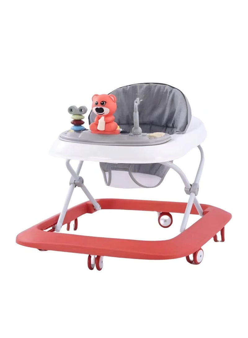 Baby Walker for Kids, Foldable Kids Walker with 3 Position Adjustable Height & Musical Toy Bar Activity Walker for Toddlers, Kids Walker for Baby Boy Girl 6 to 18 Months