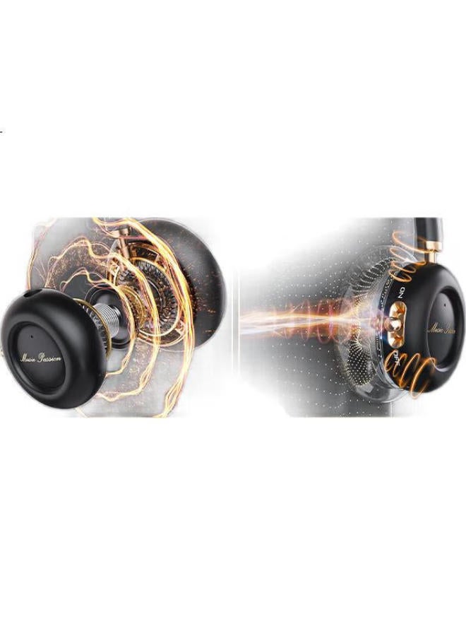 Xiberia (Xiberia) Yu Dm25 Gift Box Edition Retro Fashion Over-Ear Headphones Gold Label Wireless Bluetooth Headphones Ultra-Long Battery Life Music Gaming Sports Headphones Gold Black - Image 3