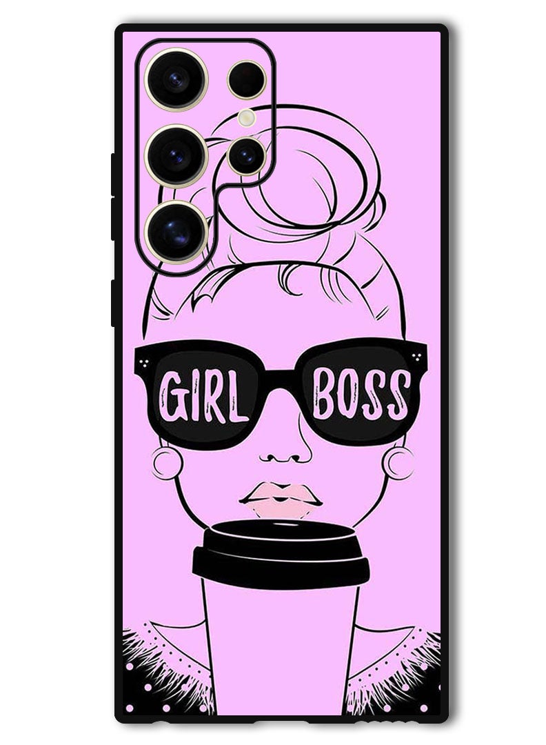 Theodor Protective Case Anti Scratch Shock Proof Bumper Cover For Samsung Galaxy S24 Ultra Girl Boss Pink Background - Image 1