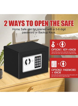 Security Safe, Digital Keypad Safe, Steel Alloy Safe, Store Documents, Cash, Jewelry, Suitable for Home/Office/Hotel (Black) - view 2