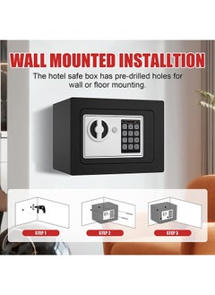Arabest Security Safe, Digital Keypad Safe, Steel Alloy Safe, Store Documents, Cash, Jewelry, Suitable for Home/Office/Hotel (Black)  - Image 4