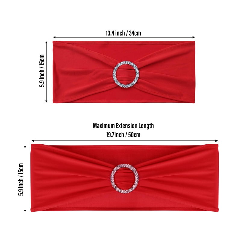 LEBENGURU كرسي Lebenguru Red Spandex Sashes 50pcs أقواس كرسي تمتد مع زخرفة الحفلات الزفاف لزواج حفلات الزفاف - Image 4