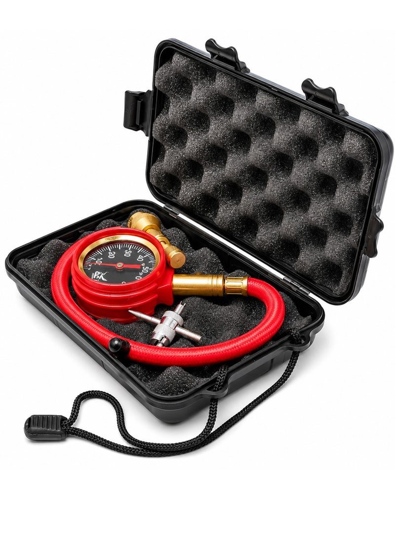 Heavy Duty Tire Pressure Deflator Gauge with 30cm Hose Brass Air Down Tool with PSI Meter Adjustable Tire Deflator for Car Motorcycle SUV 4x4 Off Road Vehicle Bicycle Tire Pressure Release Tool - ERPC 42970 - Image 2