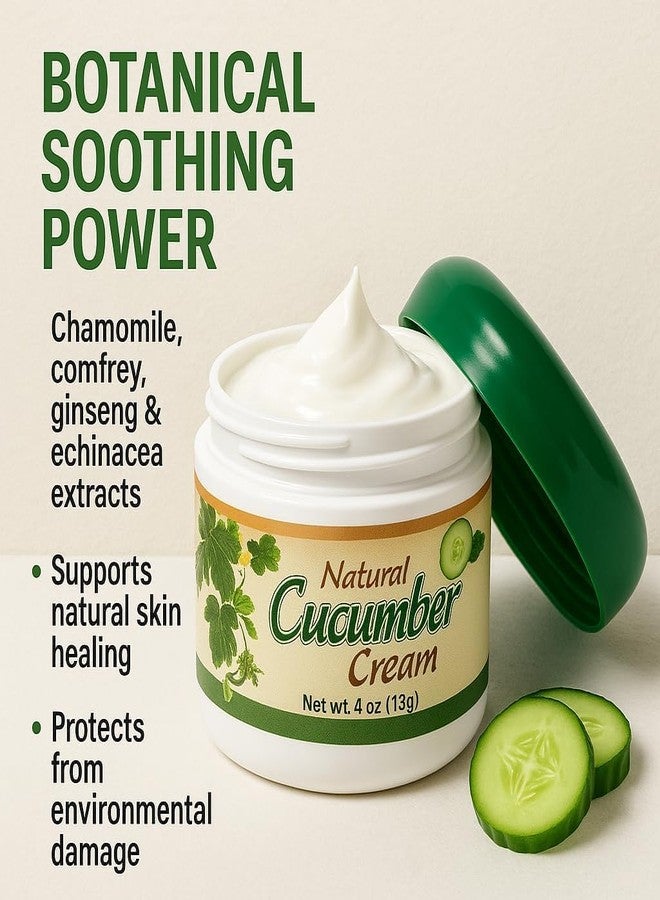 Bargz Cucumber Face Cream 4 oz 113g Non Greasy Moisturizer with Cucumber Extract Aloe Chamomile Ginseng Herbal Blend Hydrating Soothing Anti Aging Cream for Dry Sensitive Skin Fine Lines Wrinkles - Image 2