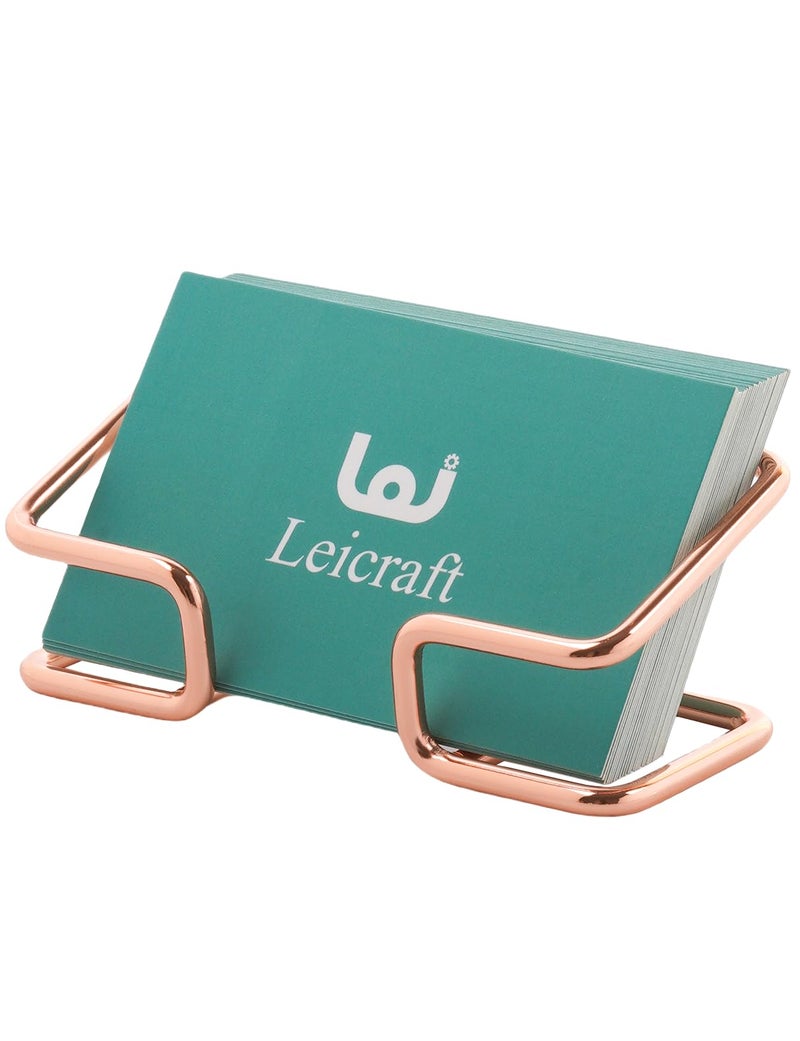 Leicraft Business Card Holder for Desk, Cute Metal Card Organizers and Office Desk Accessories for Men and Women (Rose gold) - Image 1