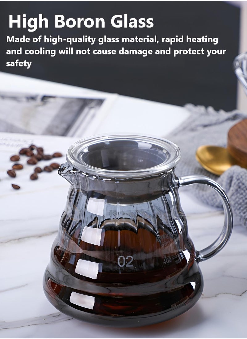 V60 Coffee Maker Drip Set Of 3 With Filter Clear 500ml Coffee Pot Glass Filter Gray