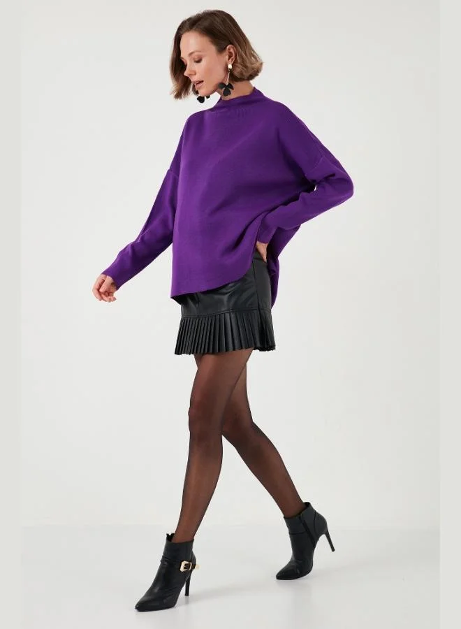 ليلا كنزة نسائية بياقة واقفة من ليلا