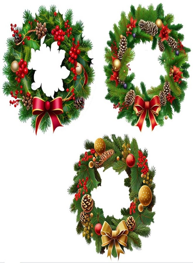 Zaiphany Large Christmas Wreath Decal Stickers for Door Windows,Large Christmas Wreath Window Clings Peel and Stick - Image 1