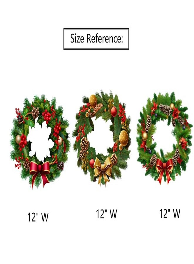 Zaiphany Large Christmas Wreath Decal Stickers for Door Windows,Large Christmas Wreath Window Clings Peel and Stick - Image 2