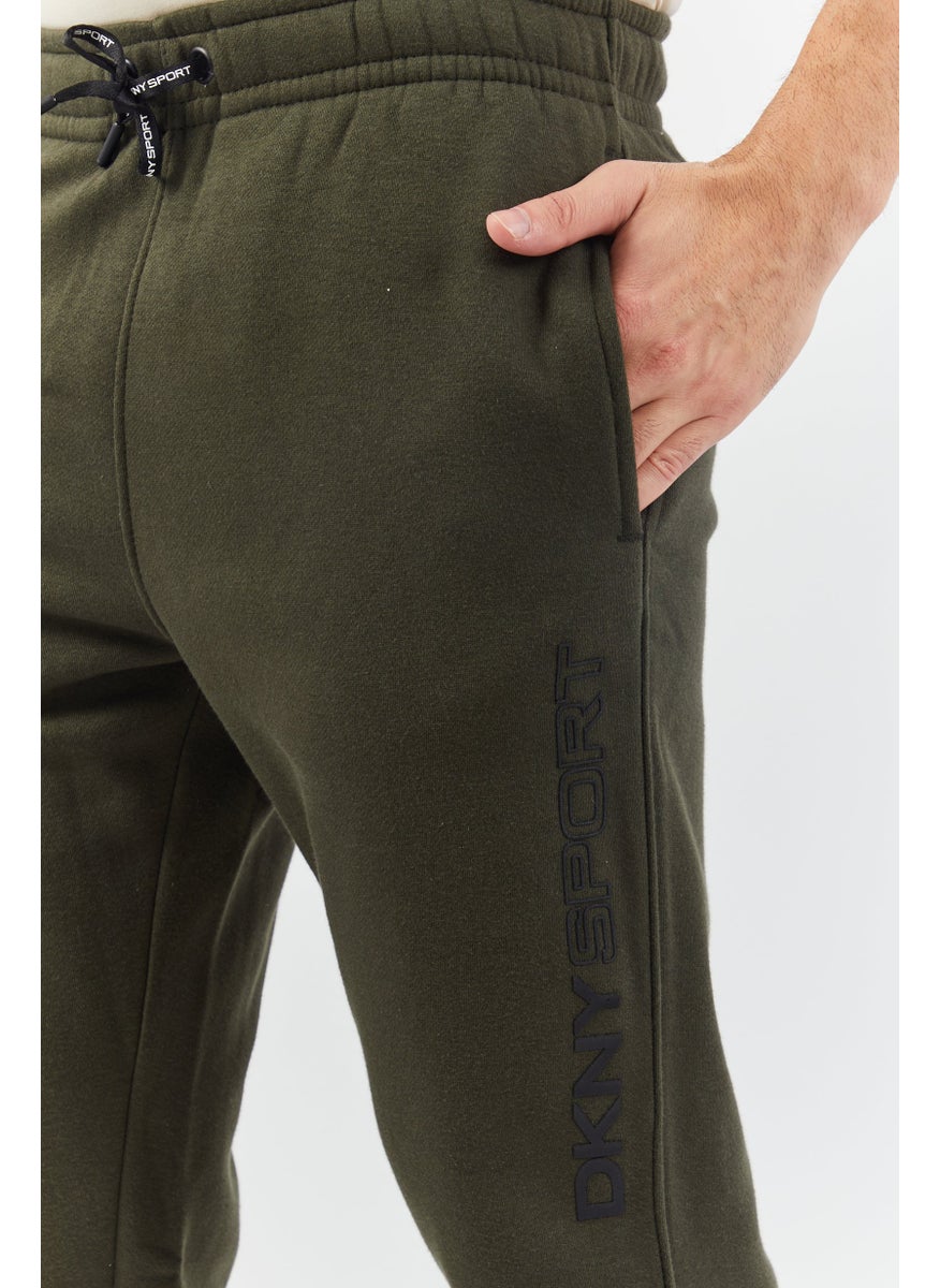 DKNY Sport Men Sportswear Fit Drawstring Plain Jogger Pants, Olive  - Image 3