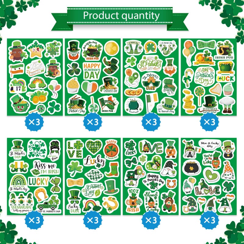 DUJAA 309PCS St. Patrick's Day Theme Stickers Shamrock Stickers for Kids Irish St. Patrick's Day Craft for Toddlers Teachers Classroom Home Favor Gift Supplies - Image 3