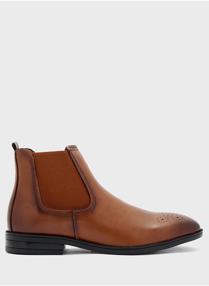 Robert Wood Brogue Detail Chelsea Boots  - Image 1