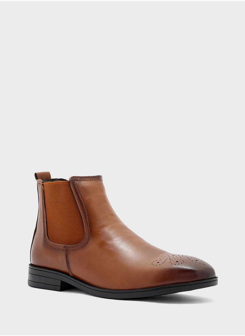 Robert Wood Brogue Detail Chelsea Boots  - Image 2