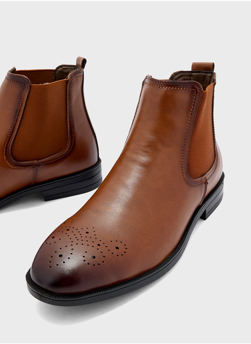 Robert Wood Brogue Detail Chelsea Boots  - Image 4