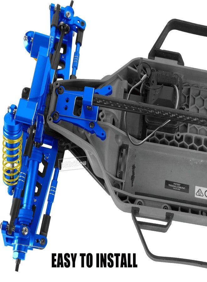 طقم تقوية هيكل سيارة التحكم عن بعد RCHuiWow، قطع غيار مُحسّنة لسيارات Slash 4x4 LCG وSlash 4x4 LCG VXL وRustler 4x4 وRustler 4x4 VXL بمقياس 1/10، مصنوع من سبائك الألومنيوم مع دعامة هيكل من ألياف الكربون، باللون الأزرق الداكن. - Image 3