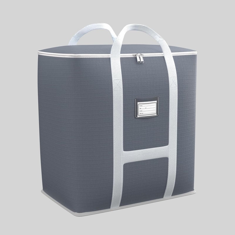 Kuber Industries Underbed Storage Bag Foldable Storage Bag Moisture Proof Dustproof Bedding Organizer Blanket Storage Bag with zipper Travel Moving Bag with Handle S ZH011GY Gray - Image 1