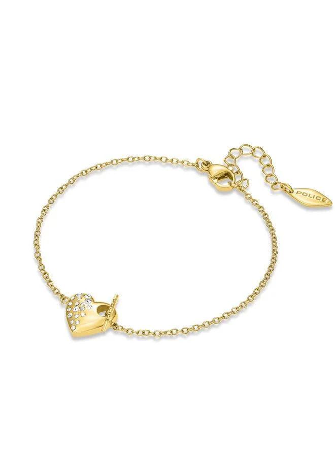 POLICE Heartstone Gold Plated Chain Bracelet for Women