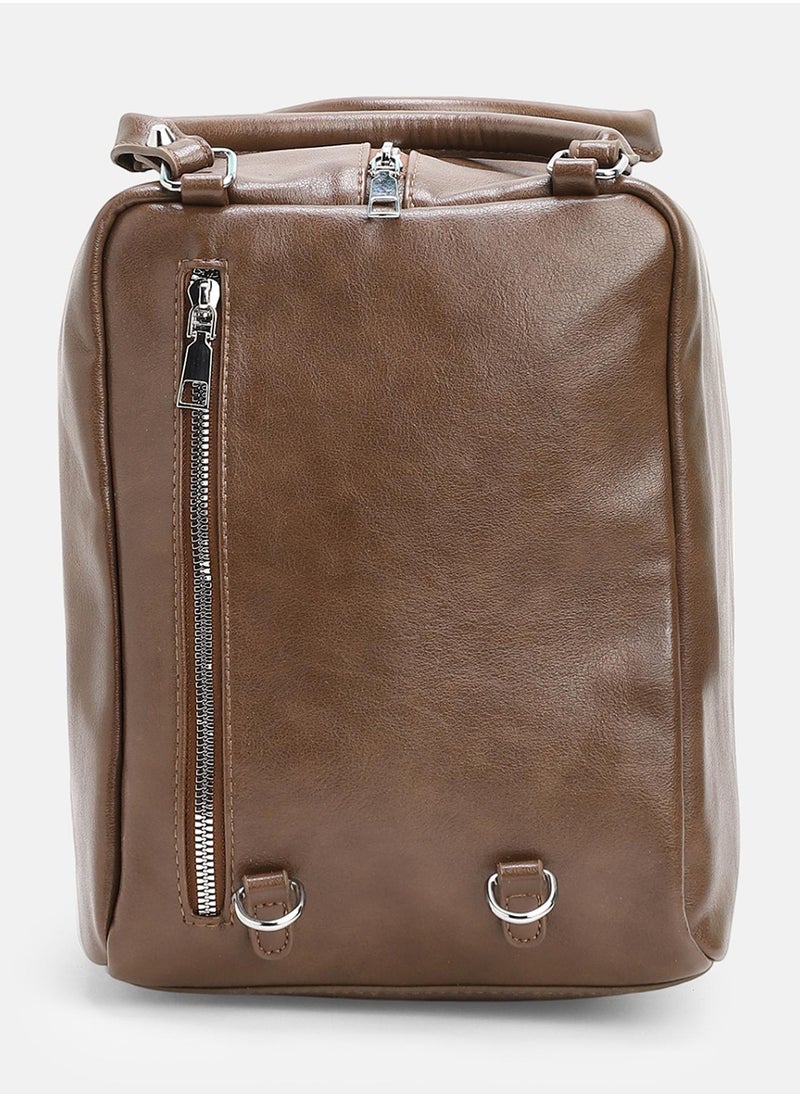 Haute Sauce Solid Zip Lock Regular Vegan Leather Hand Bag For Women  - Image 5