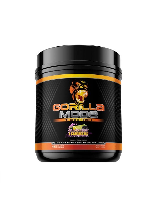 Gorilla Mind Gorilla Mode Pre Workout - Massive Pumps · Laser Focus · Energy · Power - L-Citrulline, Creatine, L-Tyrosine, Betaine, Hydroprime®, Alpha-GPC, 400mg Caffeine, Huperzine A - 800g (BlackBerry Lemonade) - Image 1