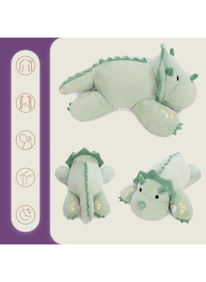 KOWSI ® Microwavable 2 LB Weighted Stuffed Triceratops Animals Plush - 16 Inch Heated Dinosaur Plushie for Warmth & Comfort - Light Green Dino Squished Pillow - Cute Soft Toy for Adults & Children - Image 4