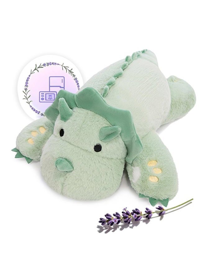KOWSI ® Microwavable 2 LB Weighted Stuffed Triceratops Animals Plush - 16 Inch Heated Dinosaur Plushie for Warmth & Comfort - Light Green Dino Squished Pillow - Cute Soft Toy for Adults & Children - Image 1