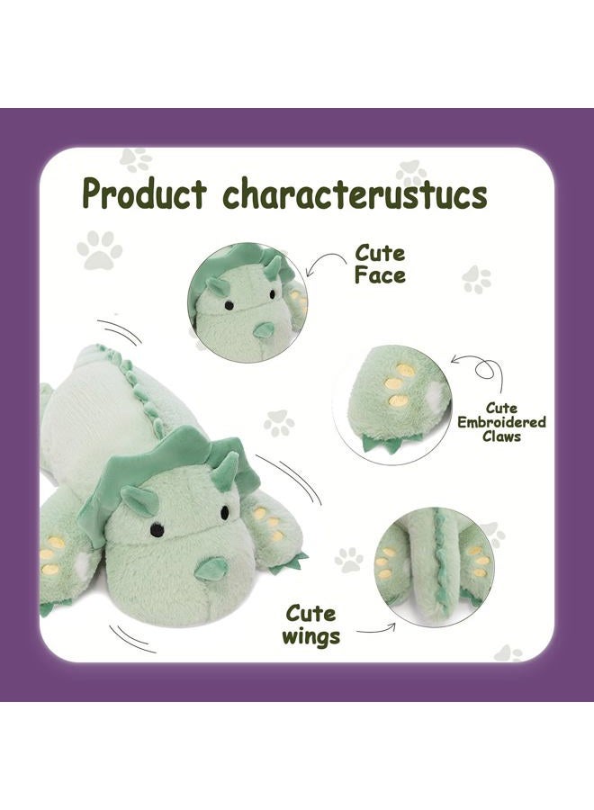 KOWSI ® Microwavable 2 LB Weighted Stuffed Triceratops Animals Plush - 16 Inch Heated Dinosaur Plushie for Warmth & Comfort - Light Green Dino Squished Pillow - Cute Soft Toy for Adults & Children - Image 5
