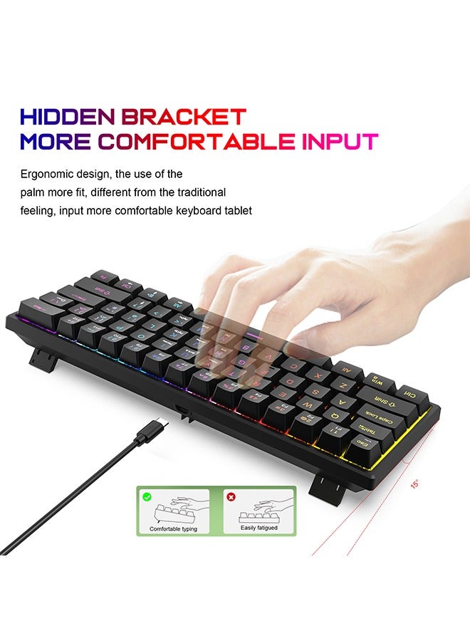 Joshberg K61 Mechanical Gaming Keyboard with Blue Switches,Wired Keyboard with RGB LED Backlit,Blue Switches, Wired USB, Compact Design for PC/Mac(Black) - Image 4