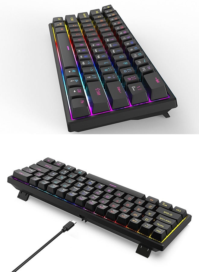 Joshberg K61 Mechanical Gaming Keyboard with Blue Switches,Wired Keyboard with RGB LED Backlit,Blue Switches, Wired USB, Compact Design for PC/Mac(Black) - Image 3