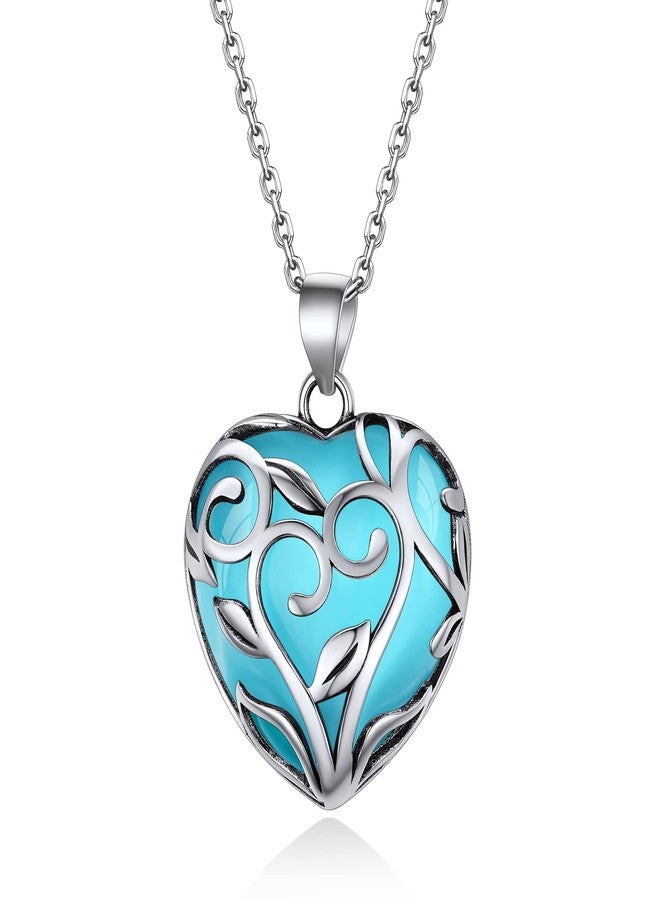 Bestyle Celtic Flower Knot Wrap Synthetic Aquamarine Necklace Healing Crystal Necklaces, March Birthstone Celtic Heart Pendant for Women Grils, Statement Birthday Jewelry Gifts - Image 1