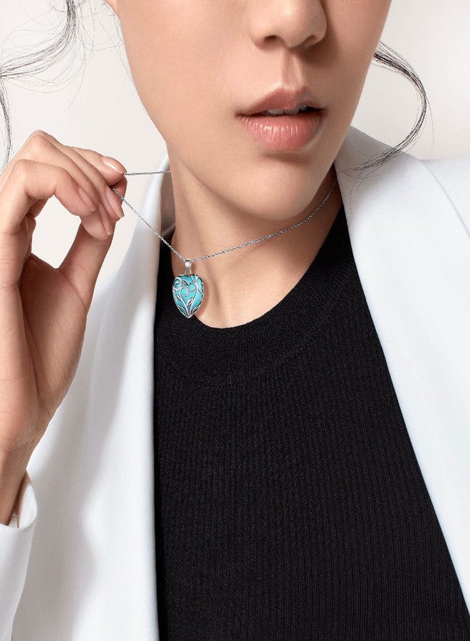 Bestyle Celtic Flower Knot Wrap Synthetic Aquamarine Necklace Healing Crystal Necklaces, March Birthstone Celtic Heart Pendant for Women Grils, Statement Birthday Jewelry Gifts - Image 3