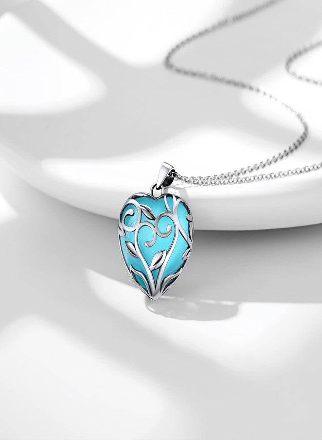Bestyle Celtic Flower Knot Wrap Synthetic Aquamarine Necklace Healing Crystal Necklaces, March Birthstone Celtic Heart Pendant for Women Grils, Statement Birthday Jewelry Gifts - Image 4