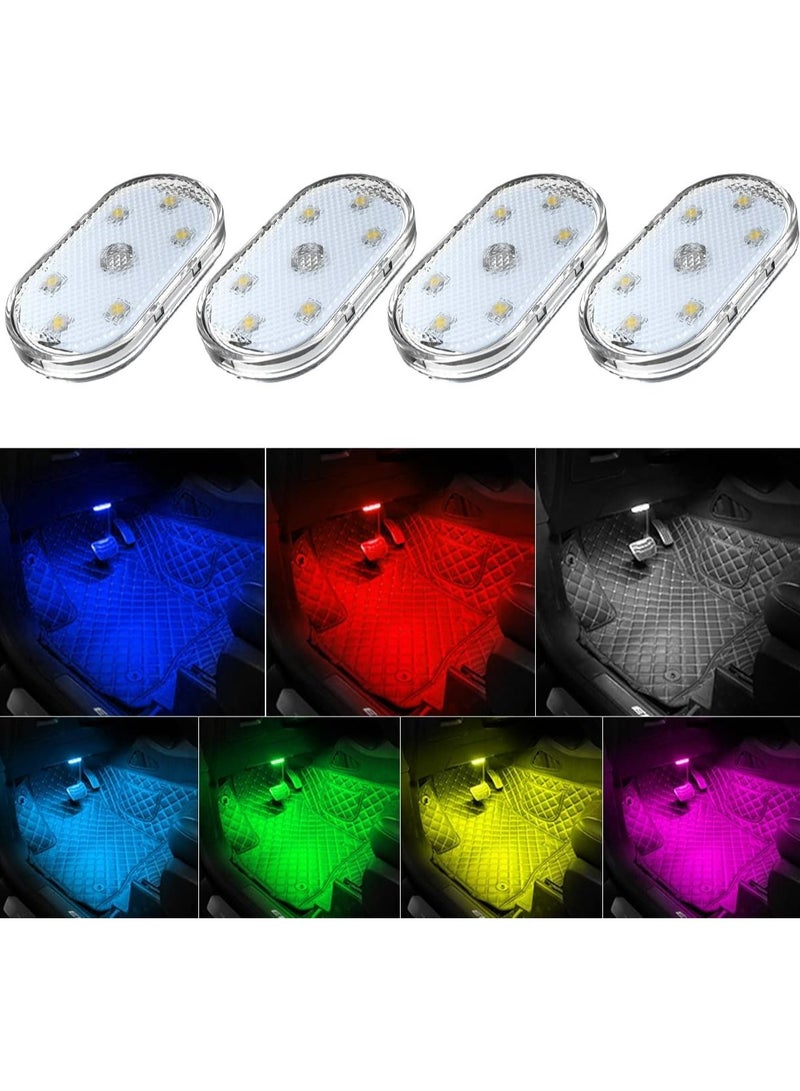 Loquat 4pcs Wireless LED lights for Car Interior, 7 Colors Interior Car Lights， USB Rechargeable Automotive Neon Accent Light Kits, Installation of Magnetic Car Interior Lights - Image 1
