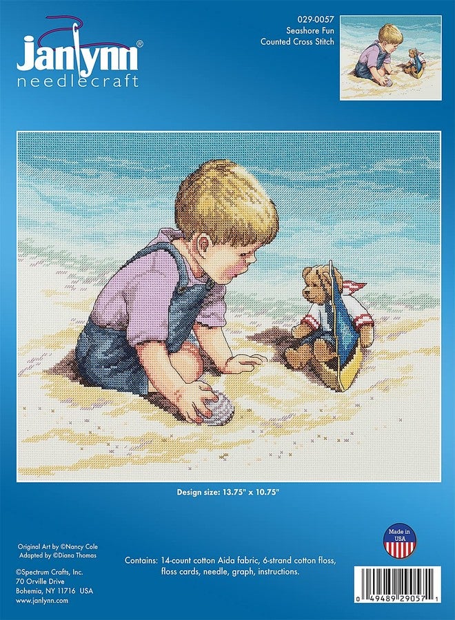 Janlynn ct_255208_1 Seashore Fun Counted Cross Stitch Kit-13-3/4"X10-3/4" 14 Count - Image 2