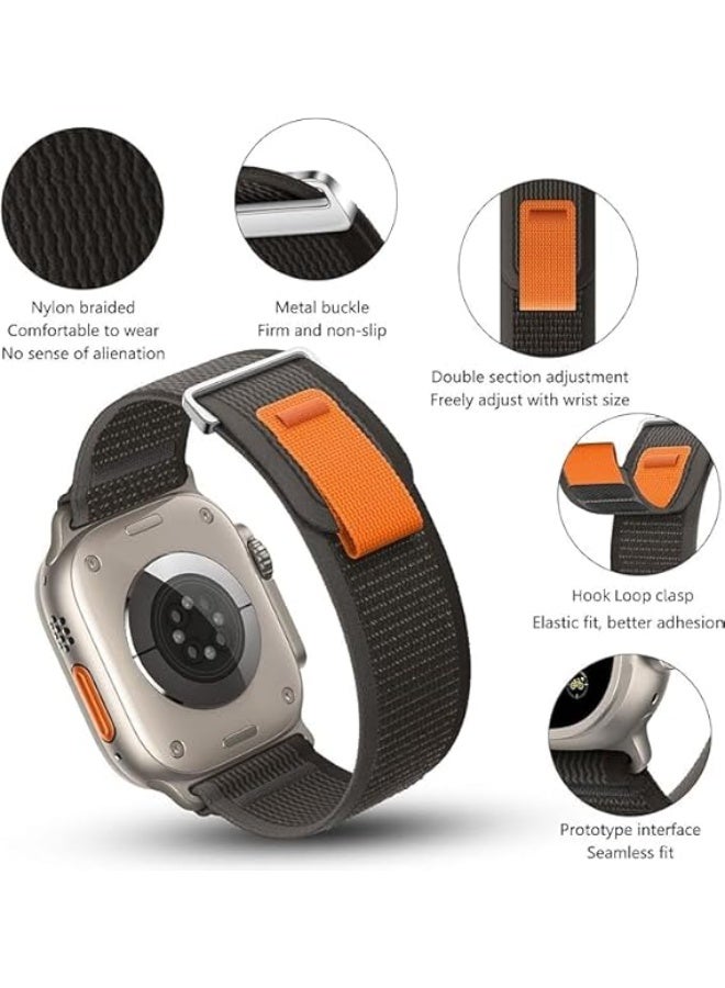 Replacement Nylon Sport Watch Band for Men and Women, Compatible with Apple Watch 49mm 45mm 44mm 42mm Ultra Series 8 7 6 5 4 3 2 1 _Gray and orange - Image 5