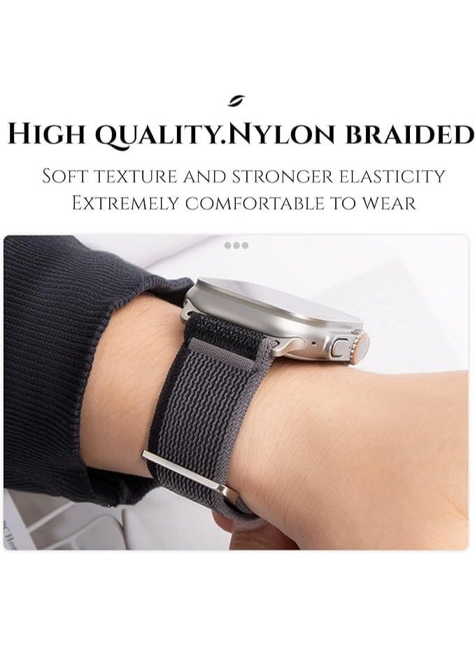 Replacement Nylon Sport Watch Band for Men and Women, Compatible with Apple Watch 49mm 45mm 44mm 42mm Ultra Series 8 7 6 5 4 3 2 1 _Gray and orange - Image 3