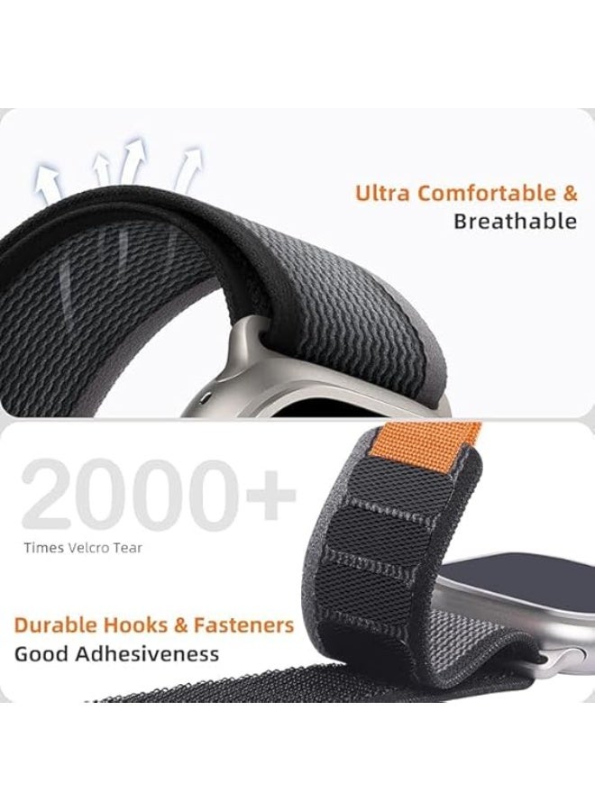 Replacement Nylon Sport Watch Band for Men and Women, Compatible with Apple Watch 49mm 45mm 44mm 42mm Ultra Series 8 7 6 5 4 3 2 1 _Gray and orange - Image 2