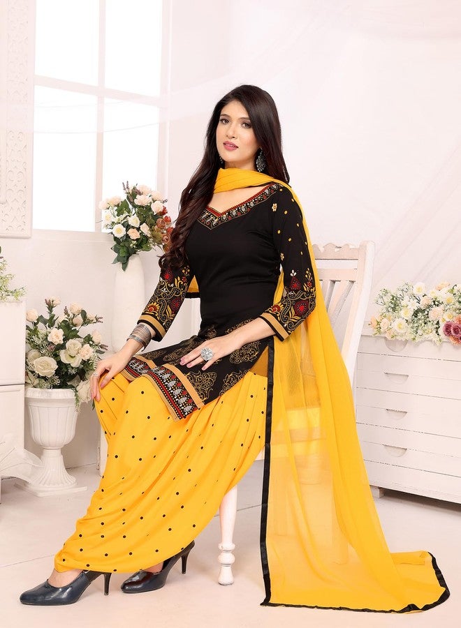 Yashika Women's Printed Dress Material - Unstitched Crepe Fabric Kurti, Pants & Dupatta Set (AZ-YS-P1-HIMANI BLACK), Customizable Length - Image 3