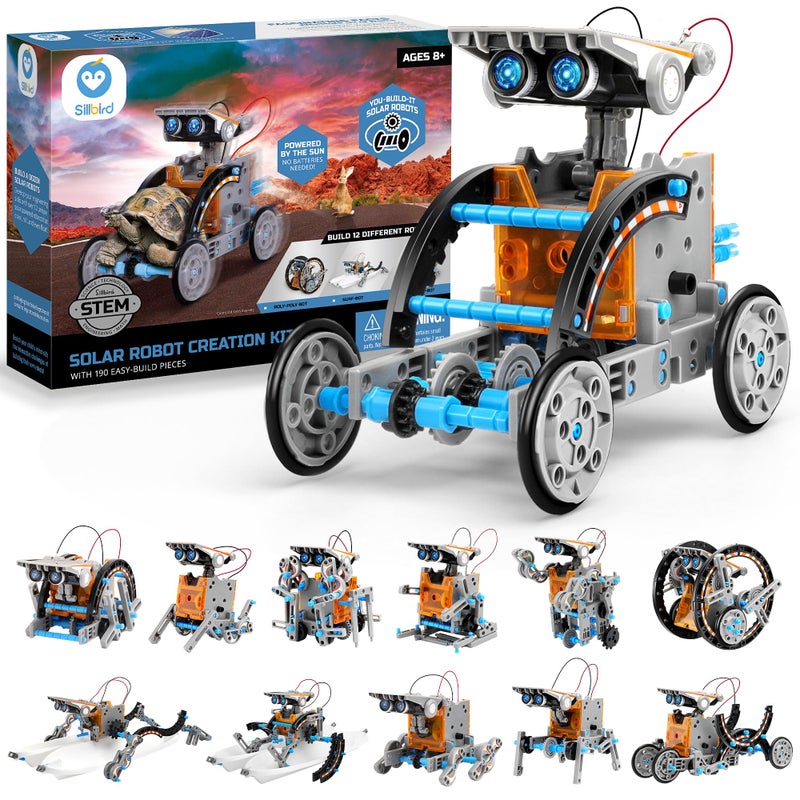 Sillbird STEM 12-in-1 Education Solar Robot Toys for Boys Ages 8-13, DIY Building Science Experiment Kit Birthday Gifts for Kids 8 9 10 11 12 13 Years Old, Solar Powered by The Sun - Image 1