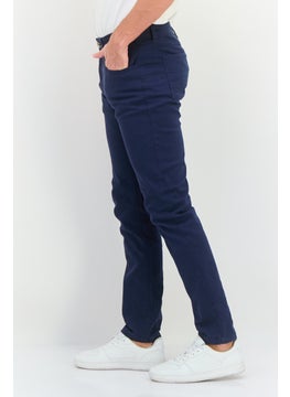 CROSSHATCH Men Regular Fit Solid Chino Pants, Navy Blue  - Image 3