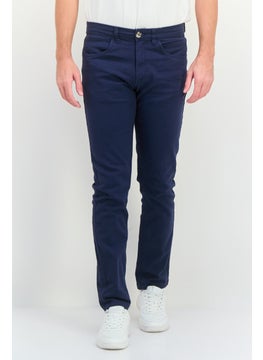 CROSSHATCH Men Regular Fit Solid Chino Pants, Navy Blue  - Image 1