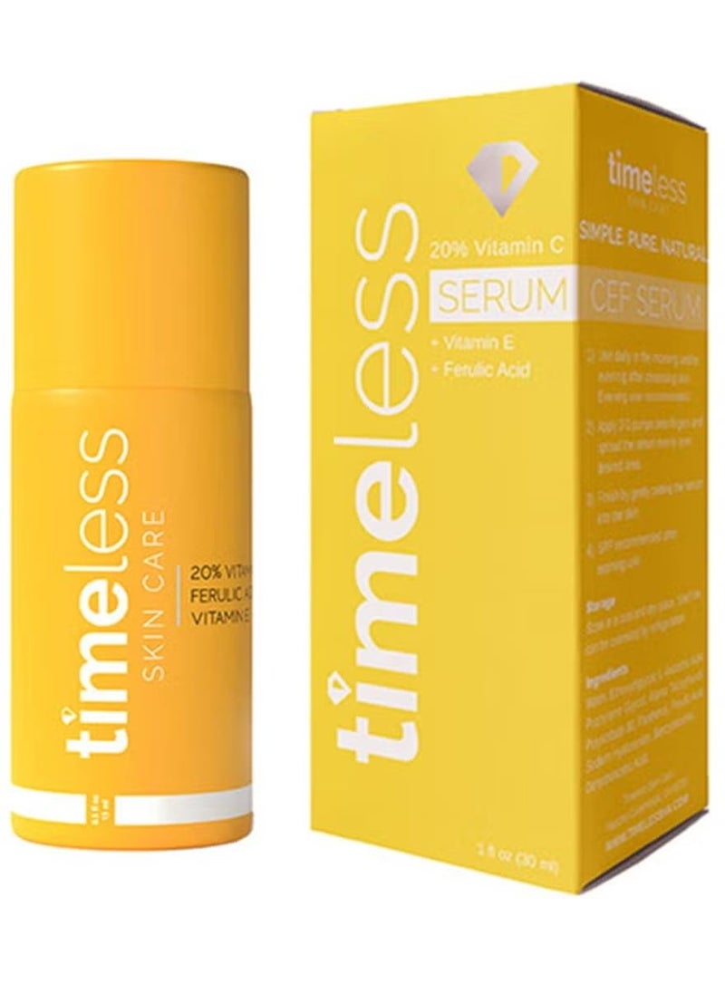 Timeless - Skin Care 20% Vitamin C + E Ferulic Acid Serum - 30ML - Lightweight, Non-Greasy Formula - Use Daily to Brighten, Restore & Correct Skin - Recommended for All Skin Types - Image 1