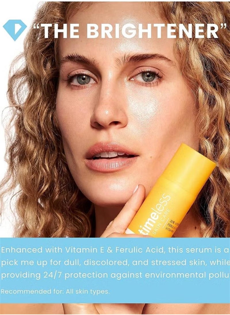 Timeless - Skin Care 20% Vitamin C + E Ferulic Acid Serum - 30ML - Lightweight, Non-Greasy Formula - Use Daily to Brighten, Restore & Correct Skin - Recommended for All Skin Types - Image 1