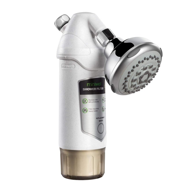 miniwell Shower Filter 720Plus with replaceable cartridges shower head filter with Double Filters remove 99 chlorine Shower Filter wHead