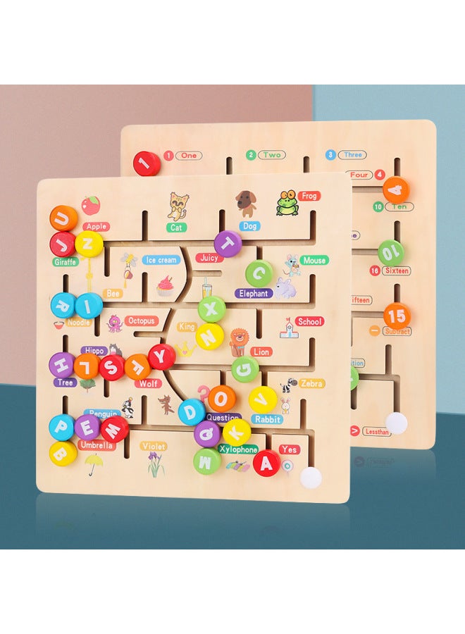Children's Wooden Puzzle Digital Alphabet Walking Cognitive Hand-held Board Early Education Wooden Toy Baby Puzzle-Color:QZM Alphabet Position Finding - Image 2