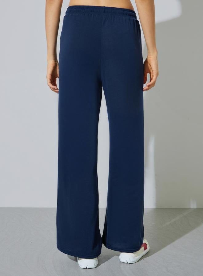 Styli Dark Blue Wide Leg Joggers with Drawstring Waist - Image 4