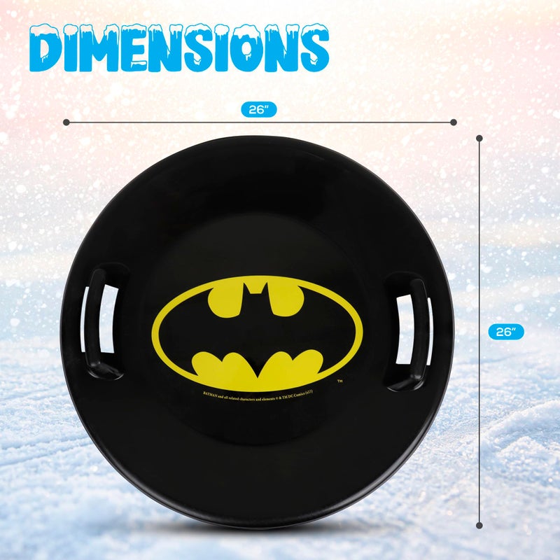 Slippery Racer Heavy-Duty Cold Resistant Downhill Pro Plastic Outdoor Winter Saucer Disc Snow Sled with Handles. (Batman- 1 Pack) - Image 4